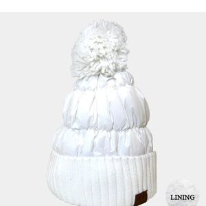 White Pom-Pom Knit Beanie